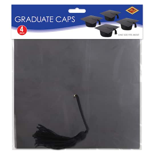 Beistle Black Paper Graduation Caps, 4ct.